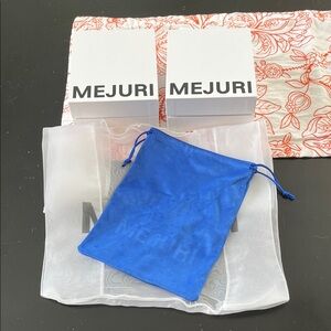 Mejuri Gift Box Set with Royal Blue Drawstring Pouch with White Organza Bags